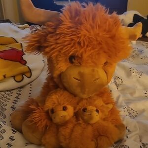 Plush Highland Cow Toy Set - Orange